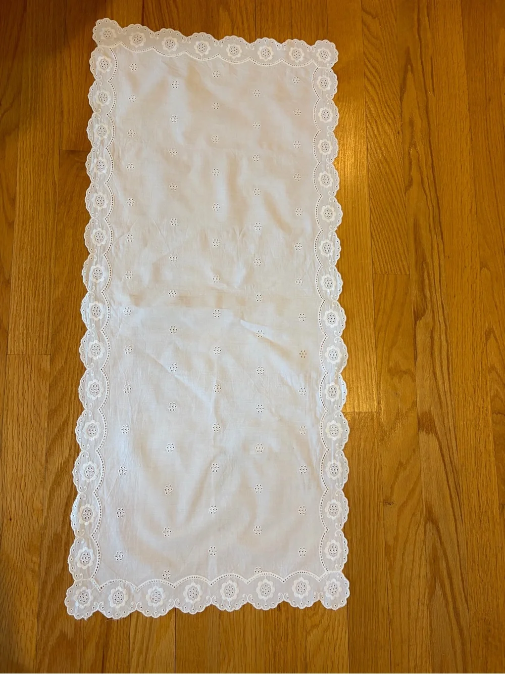 White Eyelet Table Runner - Home Accents